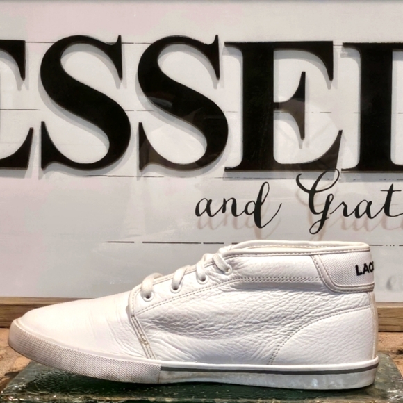 Lacoste Other - Lacoste Ampthill LCR3 SPM Leather Mens Sz 9.5 White Premium Leather